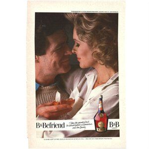 B & B Brandy Benedictine 1985 Vintage Print Ad 8 inch Tall